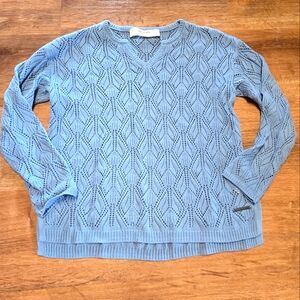 Peace Love World Boheme Collection Sky Blue V-Neck Sweater